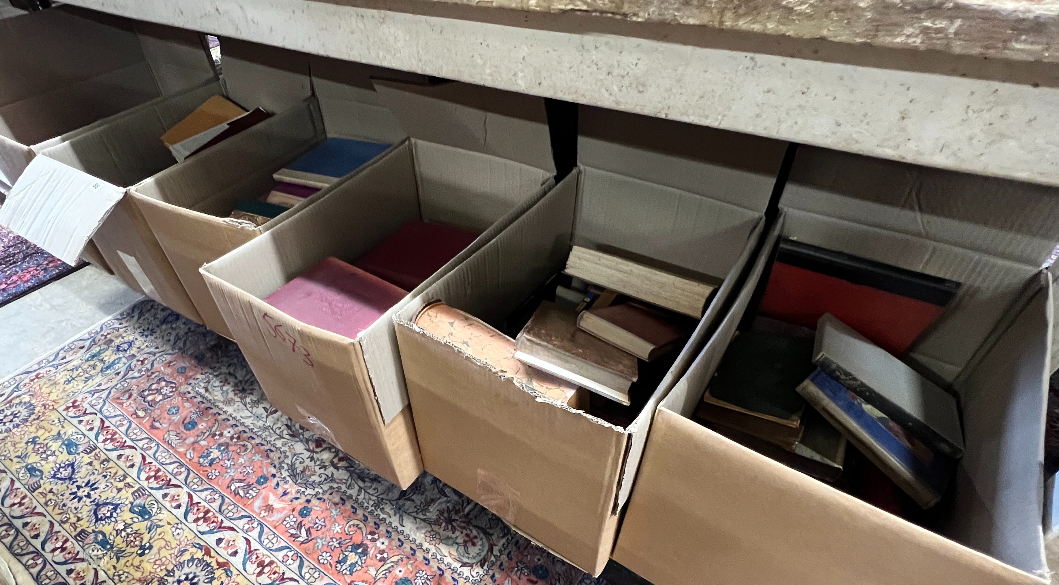 Six boxes of assorted books, reference, local history, etc.